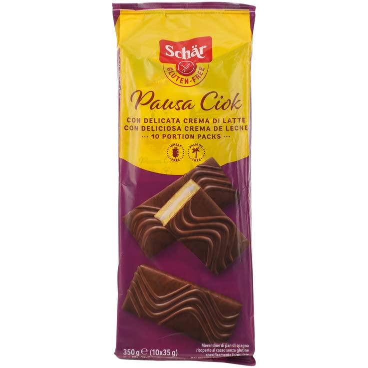 3 x Schar Pausa Ciok dulces aperitivos bizcochos con crema de leche 350 g gluten libre leche snack