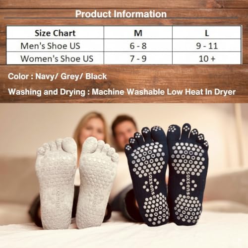 Soxsense Pilates Grip Toe Socks for Women & Men, Cushioned Low-Cut Five Finger Socks Non Slip for Yoga, Barre, Gym4