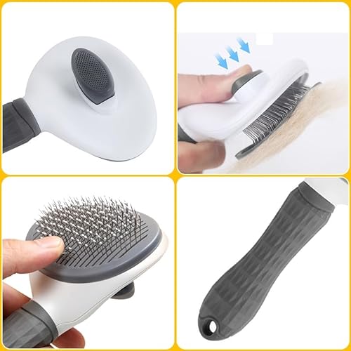 Kit Escova + Pente Aço Removedor Tira Pelos Pet Animais Gatos e Cachorro