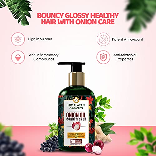 Image of Himalayan Organics Onion Oil Conditioner With Vitamin E | Extract Of Bhringraj & Moroccan Argan Oil | Improve Hair Health | Hairloss Control & Accelerate Hair Growth - 300ml