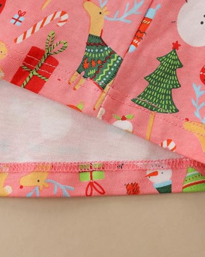 Image of Hongshilian Little Girls Cotton Casual Dress Cartoon Print T-Shirt Short Sleeve Skirt Dresses
