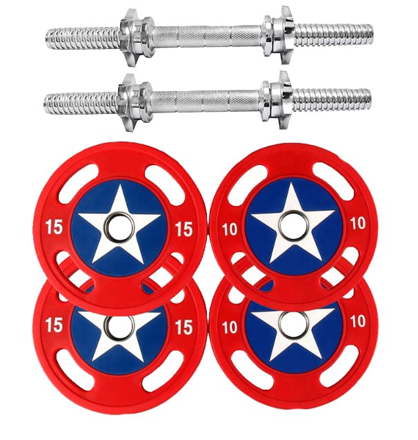 WATSON Home Gym Combo, Dumbbells, Weight Plates, Dumbbell rods, Captain America Plates with Dumbbell Rods , Rubber Coated Plates,Rubber Coated on Cast Iron (10Kg Set(2.5Kgx4)+D Rods)-image-12
