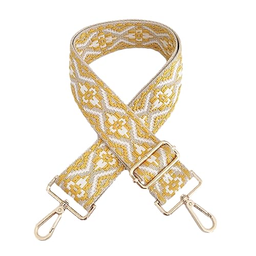 Image of Purse Strap Replacement Wide Adjustable Crossbody Shoulder Strap Guitar Straps for Handbags Flower Yellow