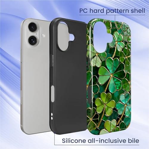 COTAIL Compatible with iPhone 17 Case, St Patricks Shamrock Mosaic Tiles Cover for Women Men, Shockproof Soft TPU and Hard PC Protective Phone Case for iPhone 17 - image 3