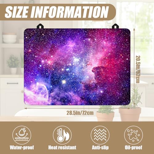 Image of Purple Galaxy Space Stove Top Covers for Electric Stove, Electric Gas Stove Pad Heat Resistant Range Cooktop Protector for Home Decor Kitchen 28 inchx20 inch