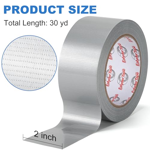 Image of Silver Duct Tape Heavy Duty 2 inch x 30Yd Waterproof Industrial Tape 1 Roll | Industrial silver duct tape for repairs, sealing & bundling. Waterproof, tear by hand, leaves no residue.