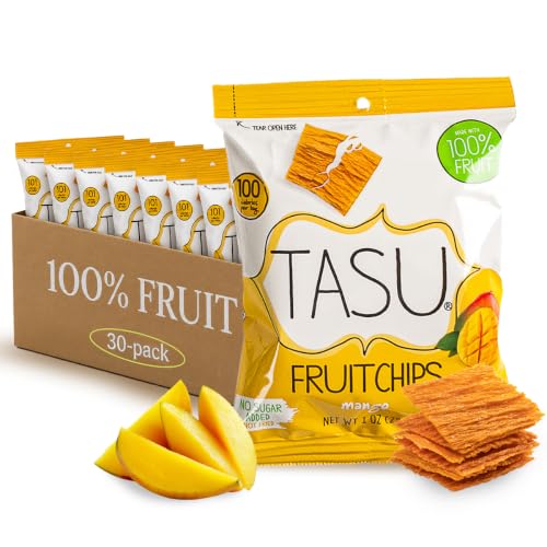TASU Mango Dried Fruit Chips, Individual Bags, No Sugar Added, 30 Pack
