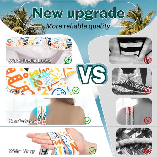 Image of Iioscre Beach Bag for Women, Causal Hobo Handbags with Zipper Inner Pocket, Foldable Swim Tote Bag for Vacation Essentials