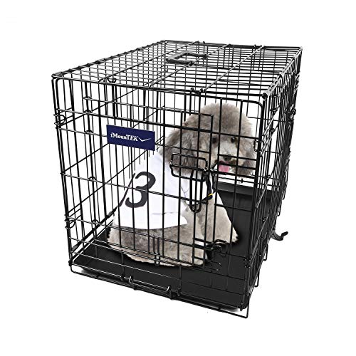 iMounTEK ã€Small 24 INCHã€‘ Folding Metal Pet Dog Puppy Cat Cage Crate Kennel W/Tray. 2 Doors Wire Cage for Training, Removable & Washable Pan Tray [Rust Resistant] Quick Assembly!