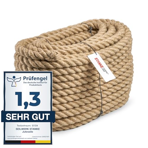 Seilwerk STANKE Juteseil Naturfasern gedreht Tauwerk Hanf Jute Tau Seil Tauziehen Absperrseil Handlauf 30mm 5m
