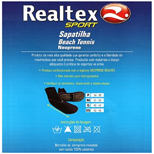 Realtex SAPATILHA BEACH TENNIS 1344 Preto, P Alto