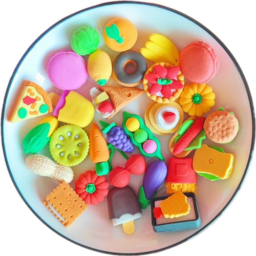 46PCS Cute Erasers for Kids Bulk 3D Fun Erasers for Classroom Back to School Party Gift (3Dfood Mini)