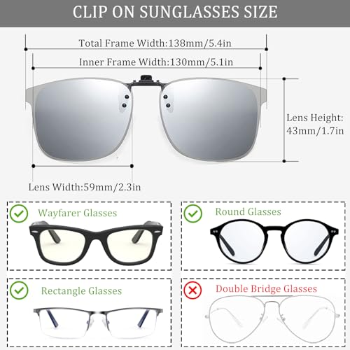 Polarized Clip on Sunglasses over Prescription Glasses Unisex UV400 Anti-glare Lenses2