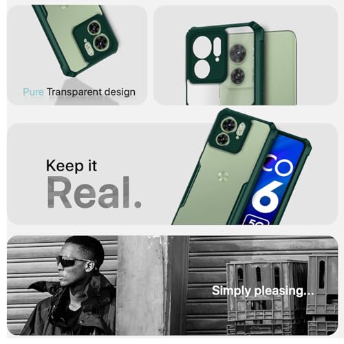 Image of Outlouders Back Cover for Motorola Moto Edge 40 | Ultra Hybrid Transparent | Full Camera Protection | Raised Edge | Crystal Clear Bumper Case (Green)