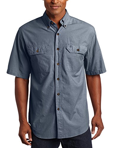 Carhartt Men's Fort Short Sleeve Shirt Lightweight Chambray Button Front,Denim Blue Chambray,XX-Large