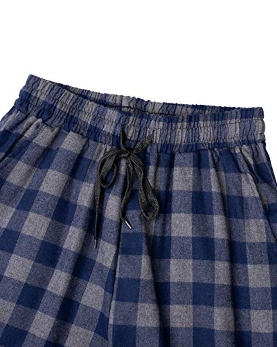 Image of Mens Flannel Pajama Pants Plaid Heavyweight Cotton PJs Bottoms Sleepwear | Soft Cozy with Pockets, Elastic Waistband Drawstring, Adjustable Length, Casual Checkered Lounge Pant, for Home Holiday Daily