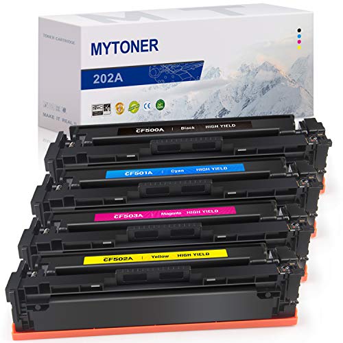 MYTONER Compatible Toner Cartridge Replacement for HP 202A CF500A CF501A CF502A CF503A (Black Cyan Magenta Yellow, 4-Pack)