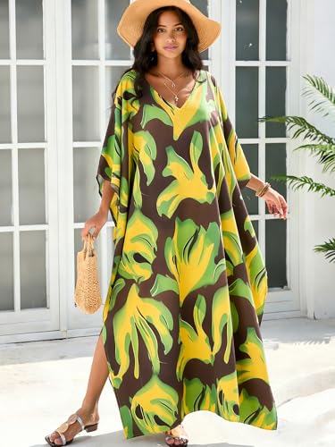 Image of Moss Rose Kaftan Dresses for Women Summer Swimsuit Cover up Caftan Dress