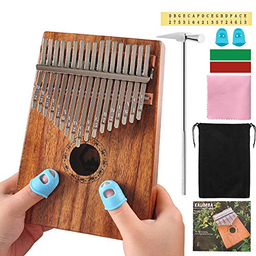 Kalimba 17 keys with Study Instruction and Tune Hammer, Portable Thumb Piano Mbira