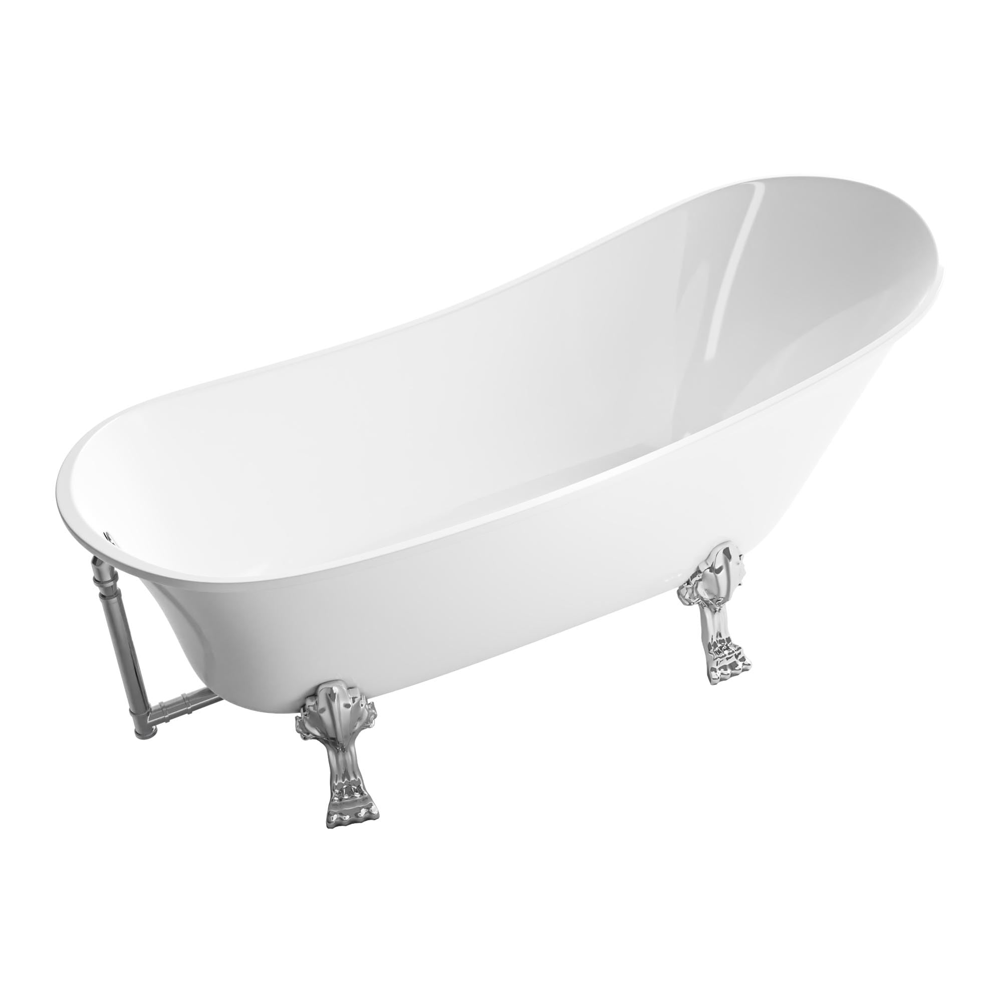 BERNSTEIN Freistehende Badewanne aus Sanitäracryl Nostalgie Wanne mit Doppelwandiger Konstruktion 176 x 71 x 77 cm - 5 Jahre Garantie – Paris in Weiss glänzend - Standfüße in Weiß
