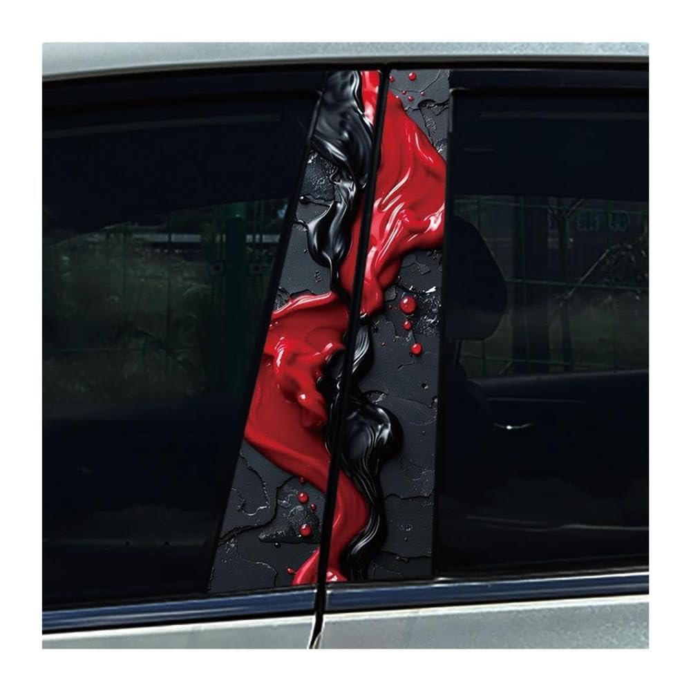Body Parts 2pcs Car B-Pillar Stickers Black Red Creative Dollar Auto Center Column Waterproof Decals(L)