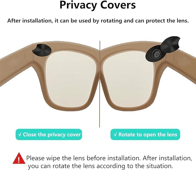 Miniatura 2 de Kit de accesorios para lentes inteligentes compatible con R.ayB.anOa.kley Me-ta Way.farerHead.linerSky.ler, 3 cubiertas de privacidad para cámara,