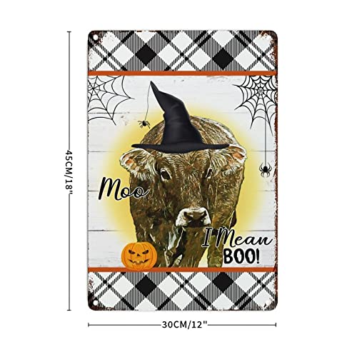 Plaque murale métal vache sorcière « I Mean Boo » durable