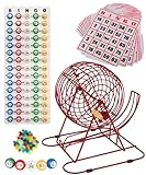 Regal Games - 11” Red Party Bingo Cage - Includes 50 Jumbo Reusable Cards, 18 Standard Bingo...