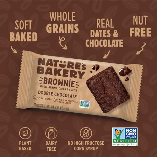 Image of Nature's Bakery Double Chocolate Brownie Bars, Whole Grains, Dates, and Cocoa, Plant Based, Dairy-Free, Snack Bar, 6 Count (Pack of 6)