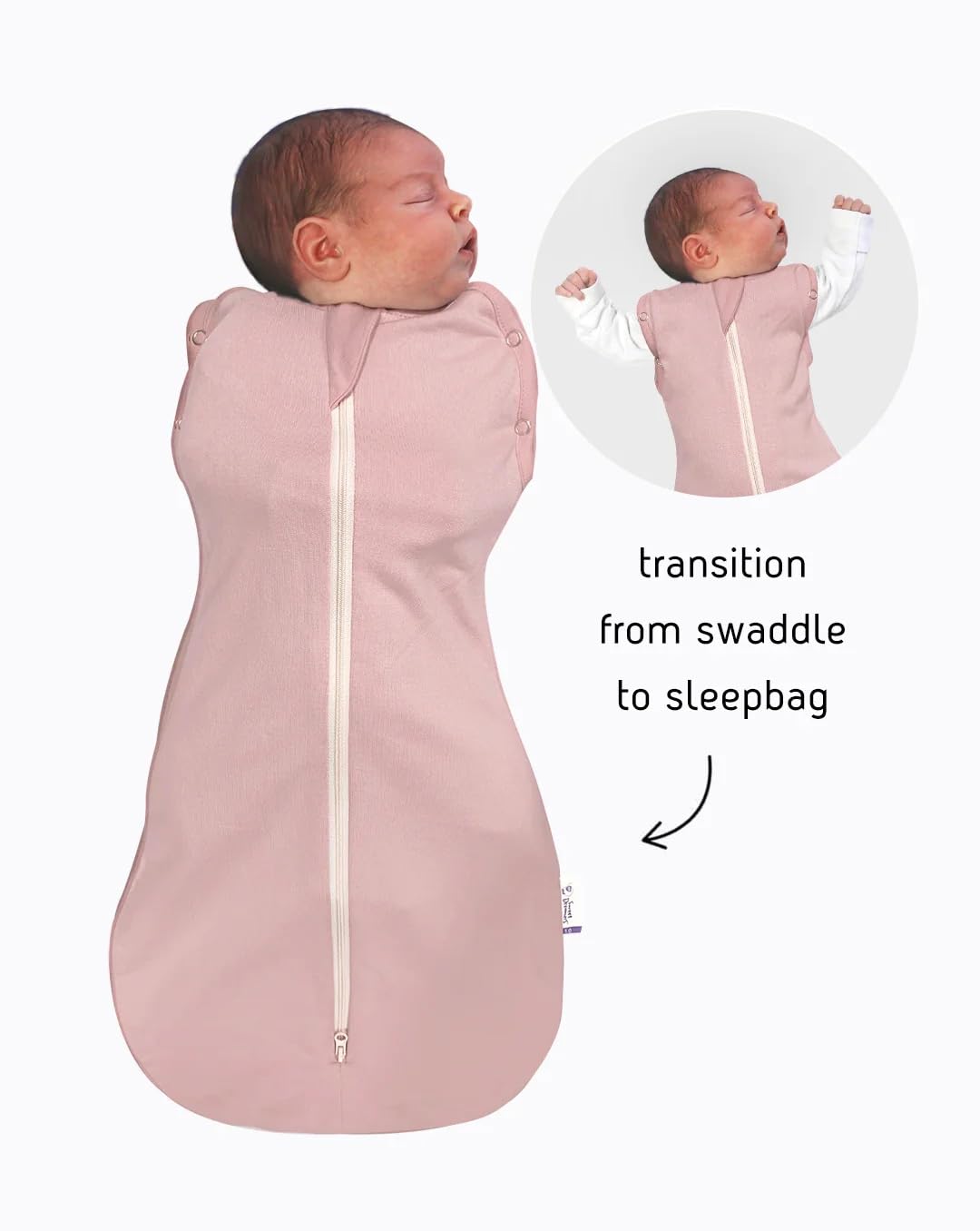 Sweet Dreamers, Baby Sleep Bag and Swaddle for Newborns, Dusky Pink, 0-3 Months - 1.0 Tog - Image 2