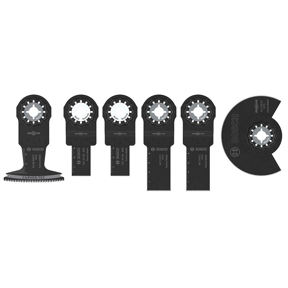 Bosch 6X Wood and Soft Metal Set (for Non-Ferrous Metals, Plastic Coated Boards, 134 x 103 mm, Professional Accessory Multitool)