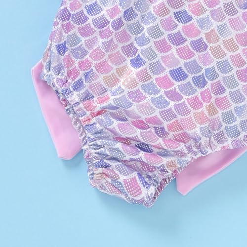 Image of Toddler Girl Baby Ruffles Mermaid Fish Scale Swimsuit One Piece Swimwear Bathing Sunsuit