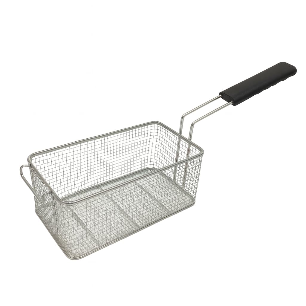 CubetasGastronorm ® Cesta Freidora Gas 8L 200x310x145mm Acero Inoxidable Cocina Profesional Recambio Universal Compatible Con Lucca Aurora GF-2X8L GF-8L Asa Fria Para Freidoras De Hosteleria Plus