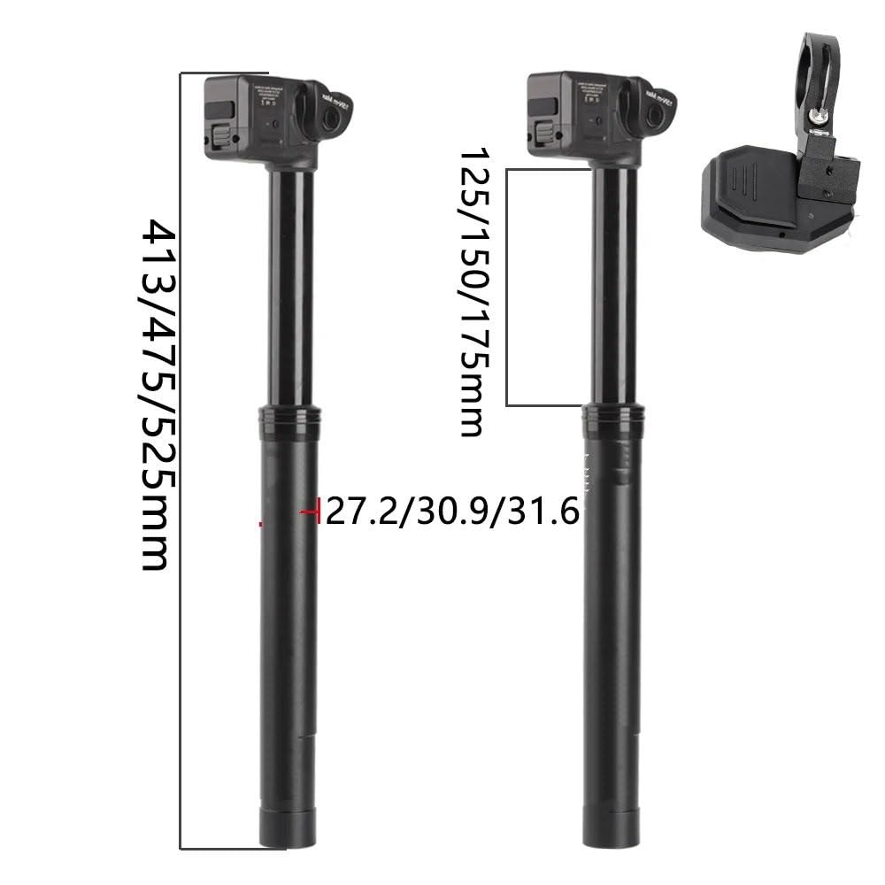 Tige de Selle vélo pour RACEWORK Tige de Selle Compte-Gouttes électronique sans Fil Tube de Selle Hydraulique