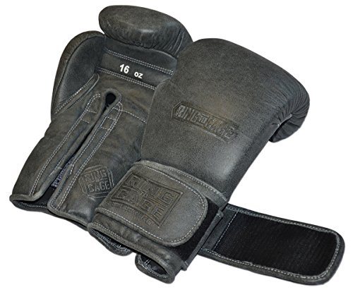 Japanese-Style Training Boxing Gloves 2.0 - Hook&Loop Or Lace Up - 12Oz, 14Oz, 16Oz, 18Oz - 9 Colors To Choose (Cracked Black, 16Oz Hook&Loop) #TOP4