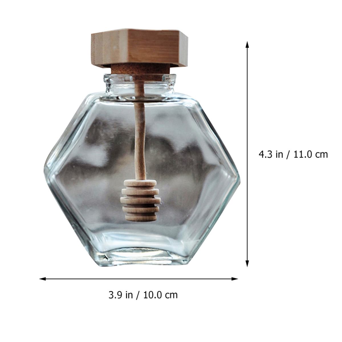 Baluue Honigtopf Glas 2 Stück 380ml Sechseckig mit Holzdeckel