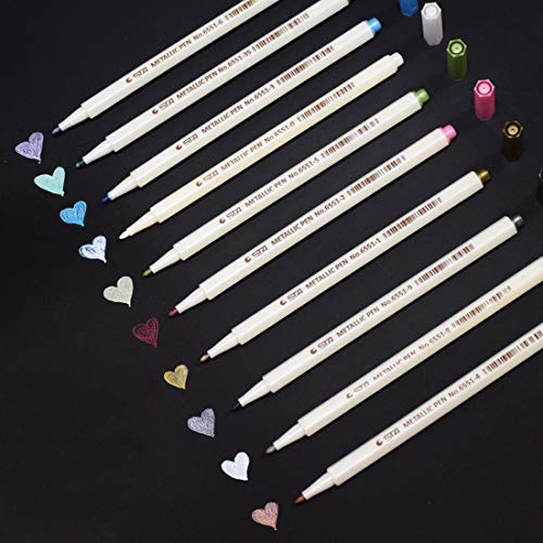 SAYEEC Metallic Marker Pen Set 10pcs Colored Fine Tip Glitter Metallic Paint Pens for Black Paper Glass Ceramic Metal Stone Art Rock Painting Eater Egg SAYEEC Metallic Marker Pen Set 10pcs Colored Fine Tip Glitter Metallic Paint Pens for Black Paper Glass Ceramic Metal Stone Art Rock Painting Eater Egg