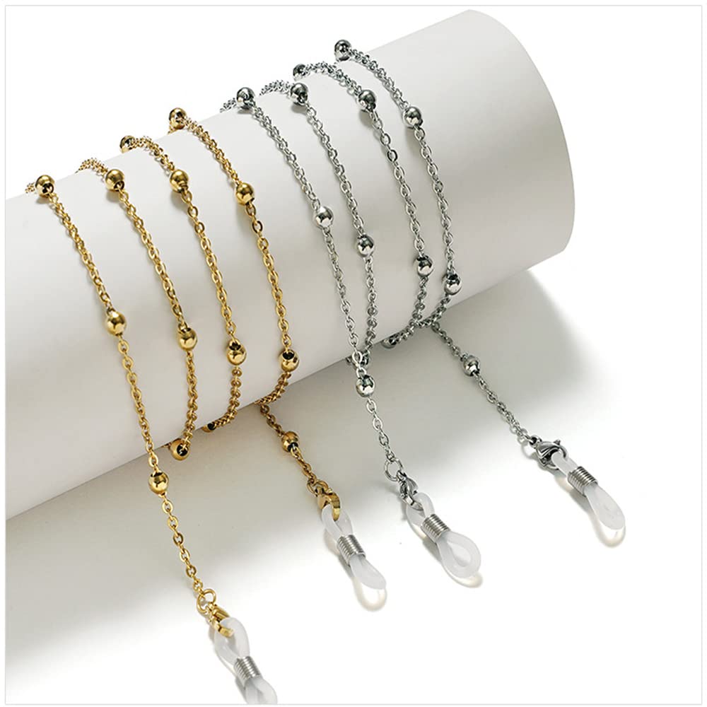 Cordino Per Occhiali Antiscivolo - 5 Pezzi Unisex In Metallo, Regolabile (75 Cm) - Foto 3