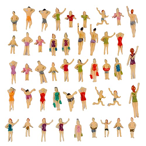 NWFashion 50pcs Scale Painted Model 1:100 Beach Swimsuits People Figures (50PCS 18MM)