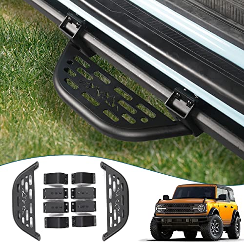 Fgo-togo Side Steps Add on for Ford Bronco Accessories 2021 2022 2023 2 4 Door,Running Boards Side Drop Step Side Bars Heavy Duty Front Rear Door Steps Hoop Steps for Ford Bronco with Rock Rail (2PCS)
