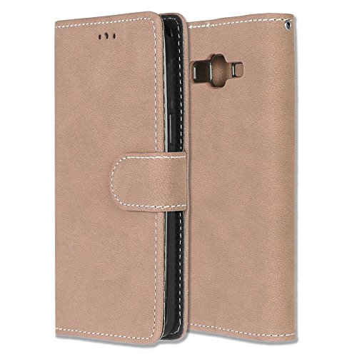 GNT Galaxy Grand Prime Case, Galaxy Grand Prime Wallet Case, Premium PU Leather Wallet Case [Card Slots] Flip Folio Cover for Samsung Galaxy Grand Prime G530(Beige)
