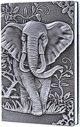 Leather Journal Writing Notebook - Antique Handmade Leather Daily Notepad Sketchbook, Elephant Gift For Men & Women, Travel Diary & Notebooks to Write in (Silver, A5)