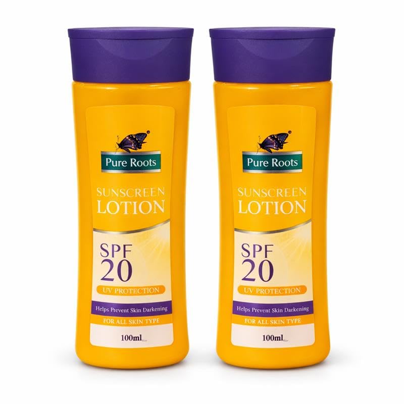 Pure Roots Sunscreen Lotion SPF 20 for Face & Body | Daily UV Pro...