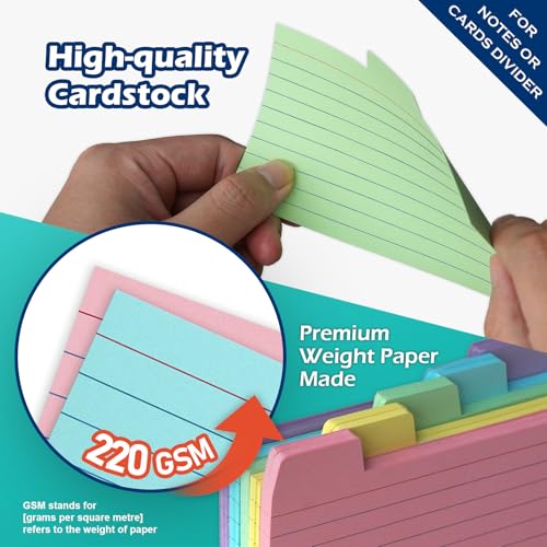 image for Olivo 100 Pack Tabbed Index Cards 3x5 Lined Index Card Dividers with T