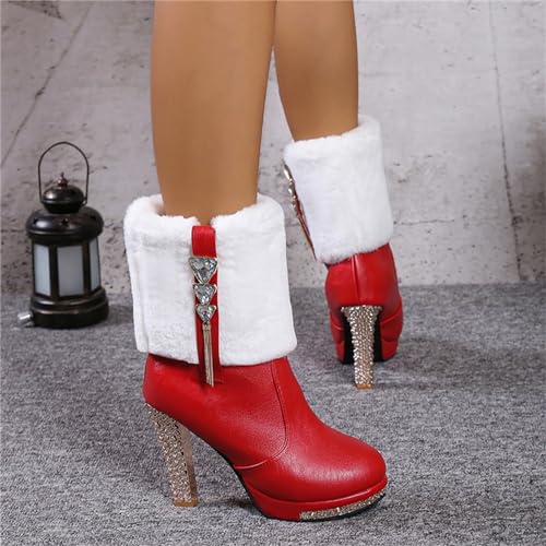 Bottes mi-hautes chaudes en peluche à fermeture éclair facile - 4
