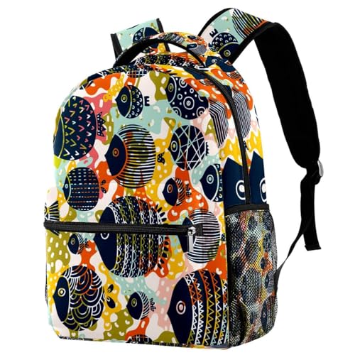 Sac à dos poissons colorés multicolore avec grand compartiment de rangement 40cm