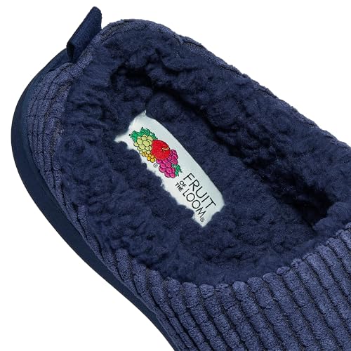 Fruit of the Loom Men's Memory Foam Slippers - Fleece Waffle Clog - Indoor/Outdoor, Pantuflas Machine Washable - Navy - EXTRA LARGE - image 5