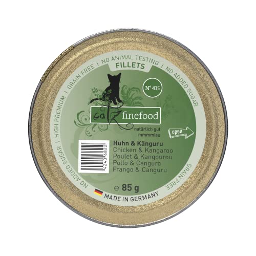 catz finefood Katzenfutter nass feine Filets No. 415 Huhn & Känguru in Jelly - getreidefreies Nassfutter ohne Zucker in Gelee, 85 g (12 er Pack)