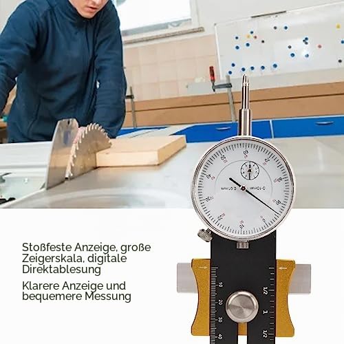 Tischkreissäge Messuhr Verstellbar für Tischkreissägen und Bandsägen Präzise Kalibrierung Edelstahl Schwarz 130-220mm