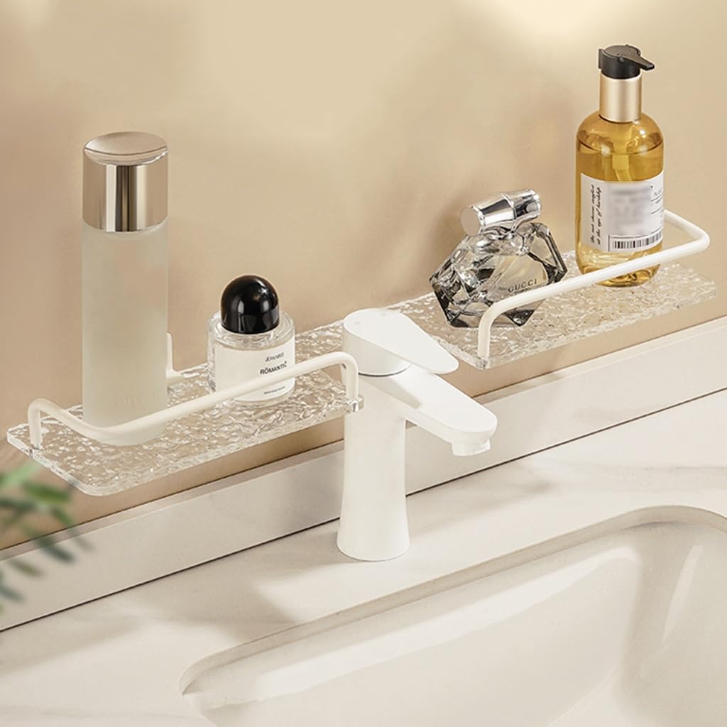 ZzZana Acryl & Aluminium Ablage für Waschbecken, mit U-förmiger Aussparung, Wandmontiert Badezimmer Regale Über dem Wasserhahn für Bad, Küche, Toilette, Wäscherei (Size : 60cm) Küche, Haushalt & Wohnen